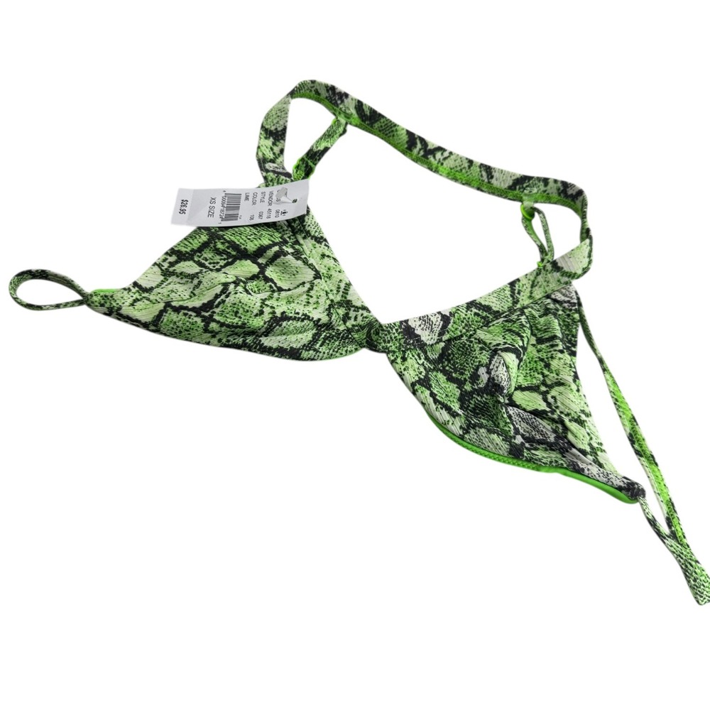 L.A. Hearts by Pacsun Neon Green Snake Print Halter Triangle Bikini Top XS
